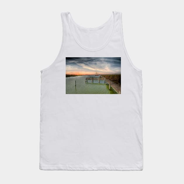 Sail Boat at Clayton Bay Tank Top by Mark Richards